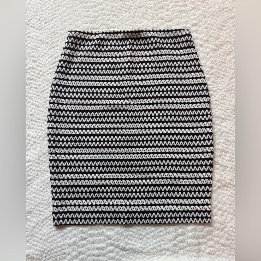 Chic Burgundy Black and White Patterned Skirt